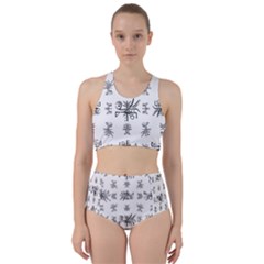Black And White Ethnic Design Print Racer Back Bikini Set by dflcprintsclothing