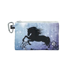Wonderful Black Horse Silhouette On Vintage Background Canvas Cosmetic Bag (small) by FantasyWorld7