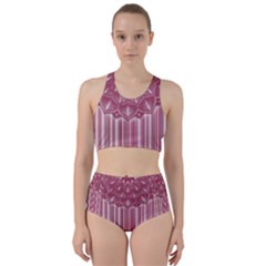 Cranberry Striped Mandala - Racer Back Bikini Set by WensdaiAmbrose