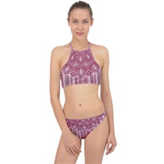 Cranberry Striped Mandala - Racer Front Bikini Set by WensdaiAmbrose