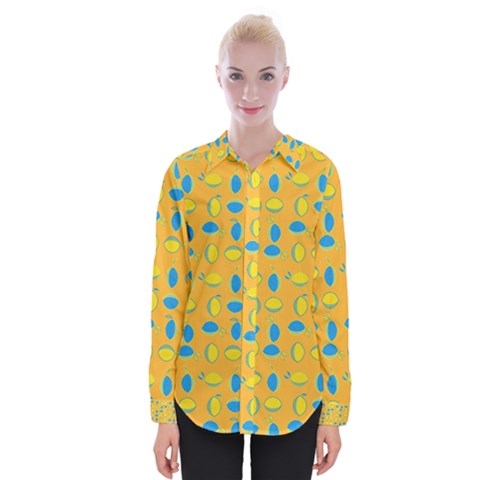 Lemons Ongoing Pattern Texture Womens Long Sleeve Shirt by Mariart