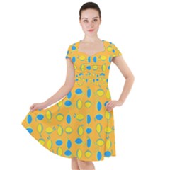 Lemons Ongoing Pattern Texture Cap Sleeve Midi Dress by Mariart
