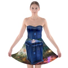 The Police Box Tardis Time Travel Device Used Doctor Who Strapless Bra Top Dress by Sudhe