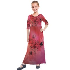 Decorative Clef With Piano And Guitar Kids  Quarter Sleeve Maxi Dress by FantasyWorld7