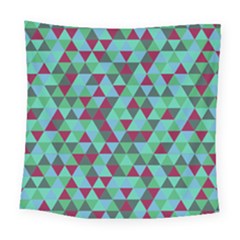 Retro Teal Green Geometric Pattern Square Tapestry (large)