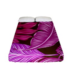 Tropical Pink Leaves Fitted Sheet (full/ Double Size) by snowwhitegirl
