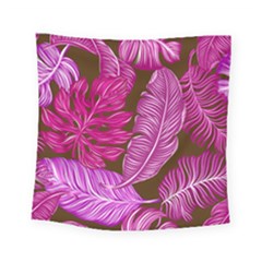Tropical Pink Leaves Square Tapestry (small) by snowwhitegirl