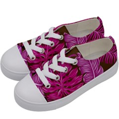 Tropical Pink Leaves Kids  Low Top Canvas Sneakers by snowwhitegirl