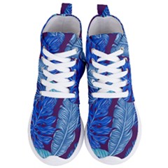 Tropical Blue Leaves Women s Lightweight High Top Sneakers by snowwhitegirl