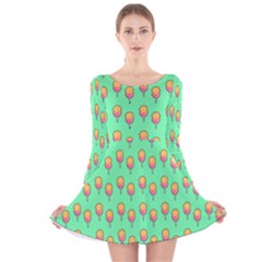Cotton Candy Pattern Green Long Sleeve Velvet Skater Dress by snowwhitegirl