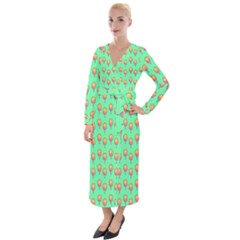 Cotton Candy Pattern Green Velvet Maxi Wrap Dress by snowwhitegirl