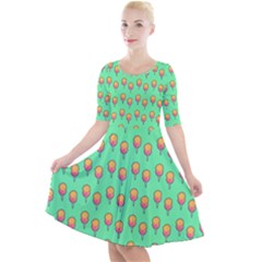Cotton Candy Pattern Green Quarter Sleeve A-line Dress by snowwhitegirl