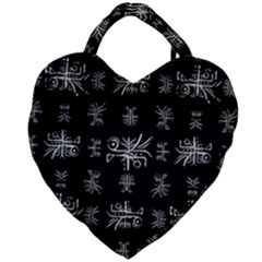Black And White Ethnic Design Print Giant Heart Shaped Tote by dflcprintsclothing
