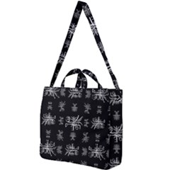 Black And White Ethnic Design Print Square Shoulder Tote Bag by dflcprintsclothing