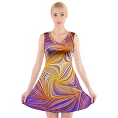 Electric Field Art Lii V-neck Sleeveless Dress by okhismakingart