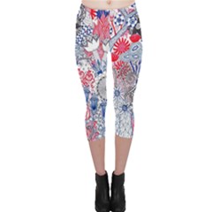 Floral Jungle  Capri Leggings  by okhismakingart