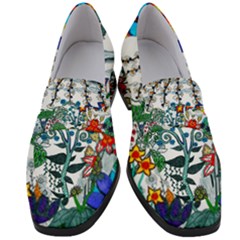 Moon And Flowers Abstract Women s Chunky Heel Loafers by okhismakingart