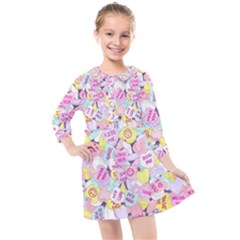 Candy Hearts (sweet Hearts-inspired) Kids  Quarter Sleeve Shirt Dress by okhismakingart
