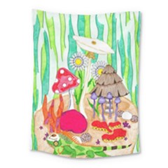 Iguana And Mushrooms Medium Tapestry by okhismakingart