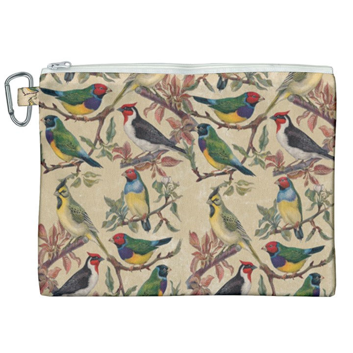 Vintage Birds Canvas Cosmetic Bag (XXL)