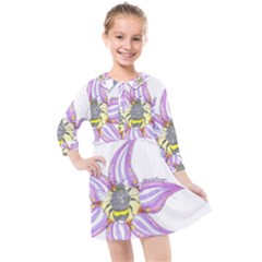 Flower And Insects Kids  Quarter Sleeve Shirt Dress by okhismakingart