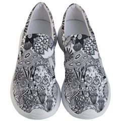 Floral Jungle Black And White Women s Lightweight Slip Ons by okhismakingart