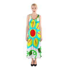 Digital Flower Sleeveless Maxi Dress by okhismakingart