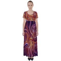 Electric Field Art Liv High Waist Short Sleeve Maxi Dress by okhismakingart