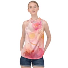 Wonderful Floral Design, Soft Colors High Neck Satin Top by FantasyWorld7