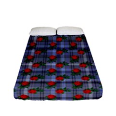 Roses Blue Plaid Fitted Sheet (full/ Double Size) by snowwhitegirl
