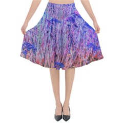 Sedum And Turquoise Flared Midi Skirt by okhismakingart