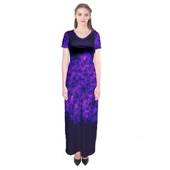 Queen Annes Lace In Blue And Purple Short Sleeve Maxi Dress by okhismakingart