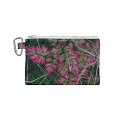 Pink-fringed Leaves Canvas Cosmetic Bag (small) by okhismakingart