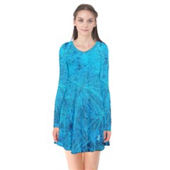 Turquoise Pine Long Sleeve V-neck Flare Dress by okhismakingart