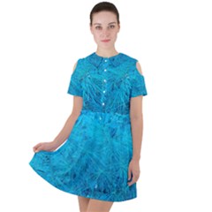 Turquoise Pine Short Sleeve Shoulder Cut Out Dress  by okhismakingart