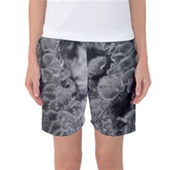 Tree Fungus Branch Vertical Black And White Women s Basketball Shorts by okhismakingart
