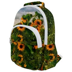 Sunflowers Rounded Multi Pocket Backpack by okhismakingart