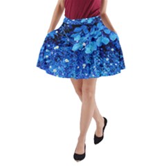 Blue Daisies A-line Pocket Skirt by okhismakingart