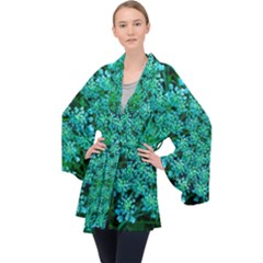 Turquoise Queen Anne s Lace Velvet Kimono Robe by okhismakingart