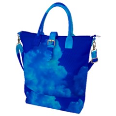 Deep Blue Clouds Buckle Top Tote Bag by okhismakingart