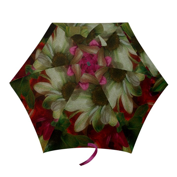 Grainy Green Flowers Mini Folding Umbrellas