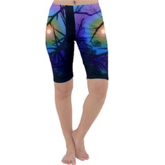 Rainbow Moon And Locust Tree Cropped Leggings  by okhismakingart