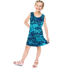 Blue-green Compound Flowers Kids  Tunic Dress by okhismakingart