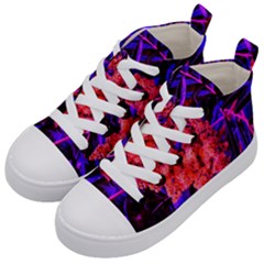 Red And Blue Sideways Sumac Kids  Mid-top Canvas Sneakers by okhismakingart