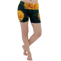 Yellow Rose Lightweight Velour Yoga Shorts by okhismakingart