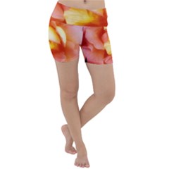 Light Orange And Pink Rose Lightweight Velour Yoga Shorts by okhismakingart