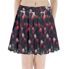 Floral Stars -dark Red Pleated Mini Skirt