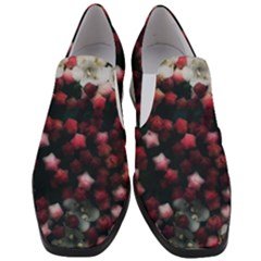 Floral Stars -dark Red Slip On Heel Loafers