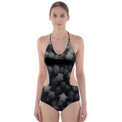 Floral Stars -black And White Cut-out One Piece Swimsuit