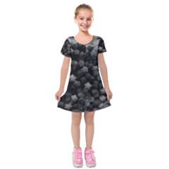 Floral Stars -black And White Kids  Short Sleeve Velvet Dress